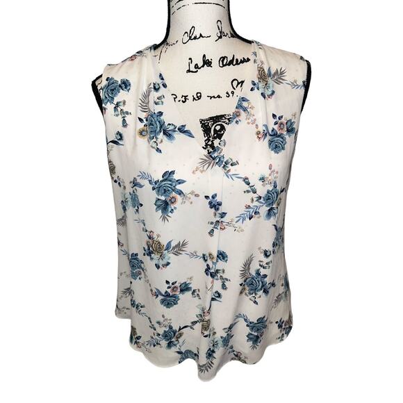 White House Black Market Size 4 Floral Chiffon Layered‎ Sleeveless Blouse - Picture 1 of 9